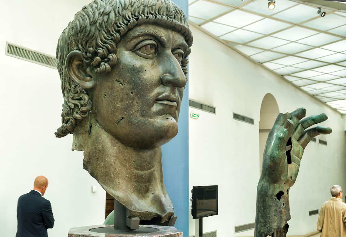  Fragments of an ancient bronze statue of emperor Constantine the Great in the Capitoline Museum