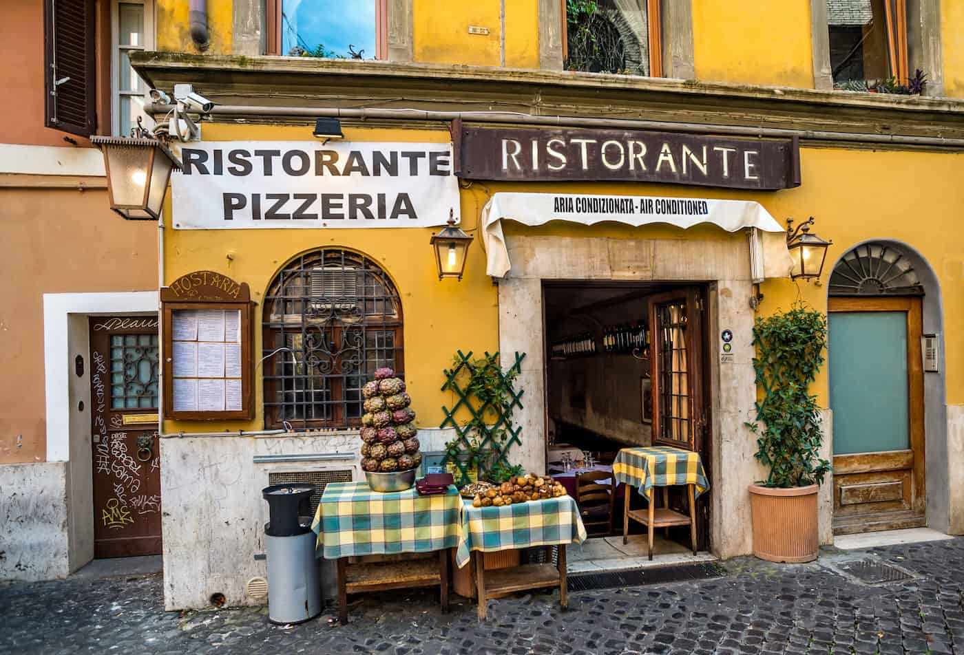 Restaurant entrance at Trastevere area 